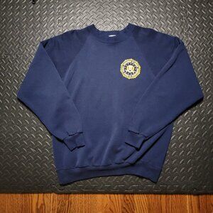 Vintage FBI Sweatshirt, Navy Blue, Crewneck, Men's XL, FBI Seal on Chest, Used